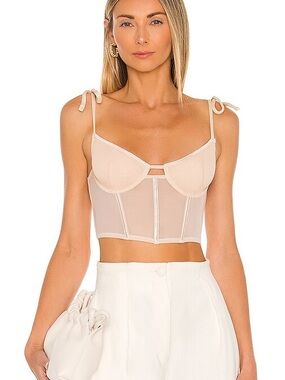 Revolve Kat the label Sheer Longline Bra Top in Nude Blush